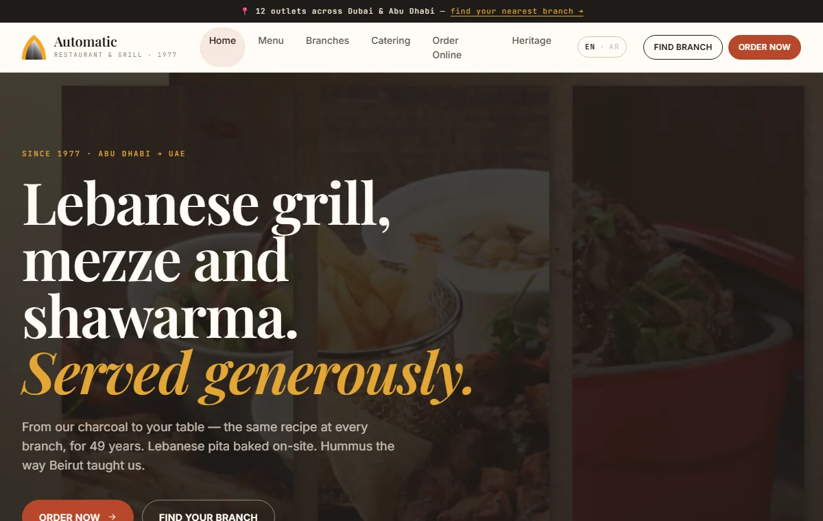 Automatic Restaurant & Grill website preview