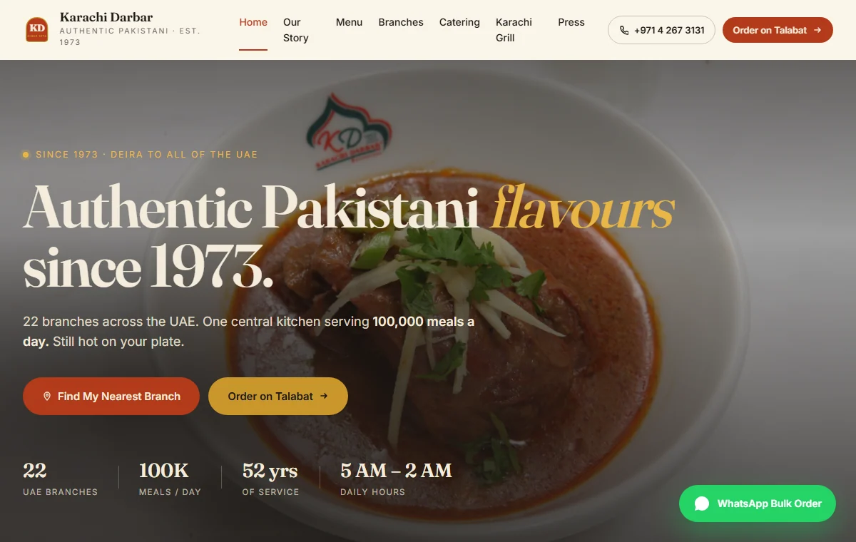 Karachi Darbar website preview