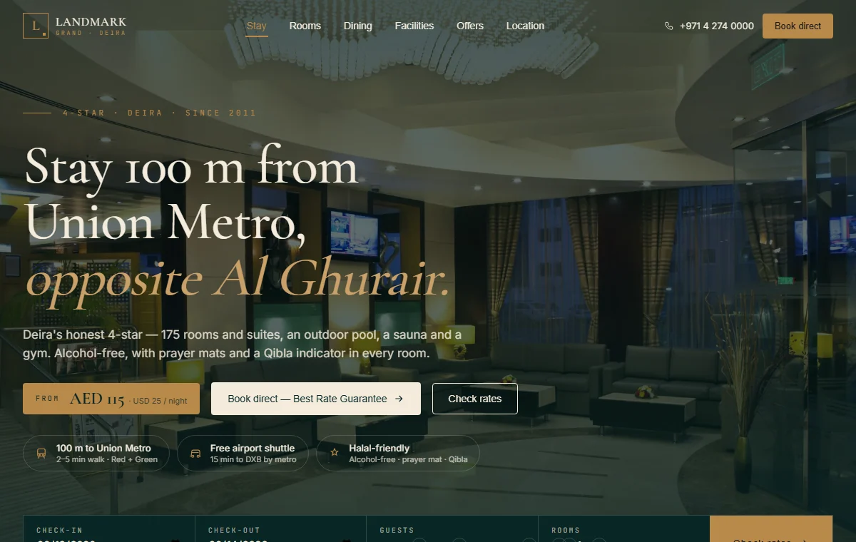 Landmark Grand Hotel website preview