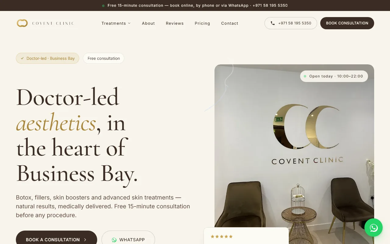 Covent Clinic website preview