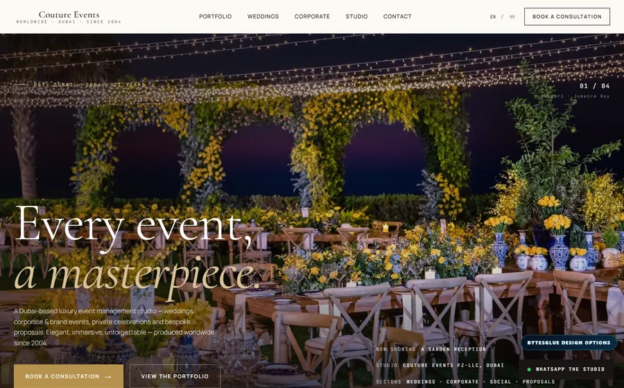 Couture Events website preview