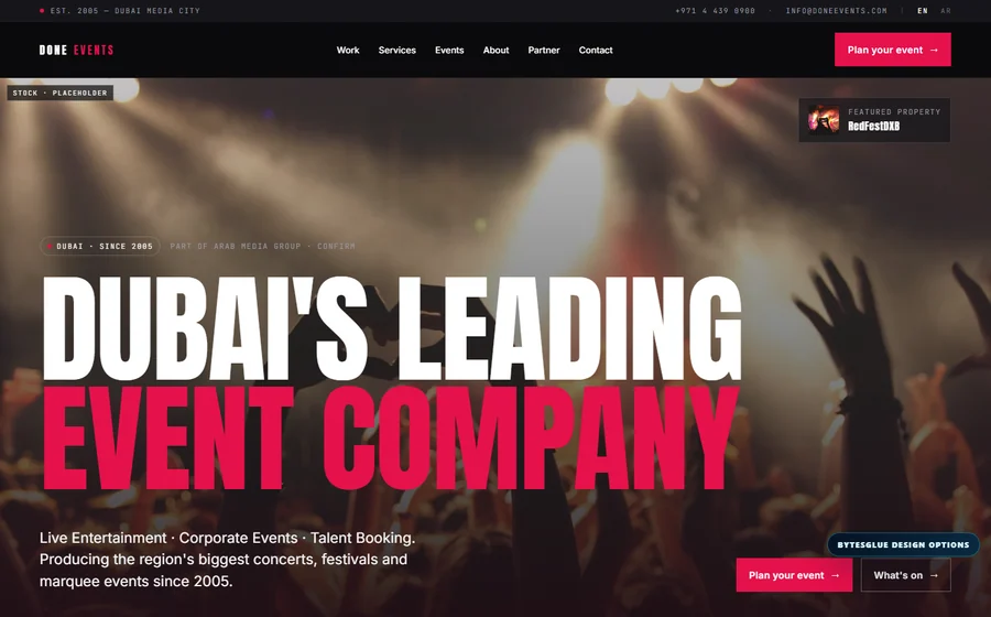 Done Events website preview