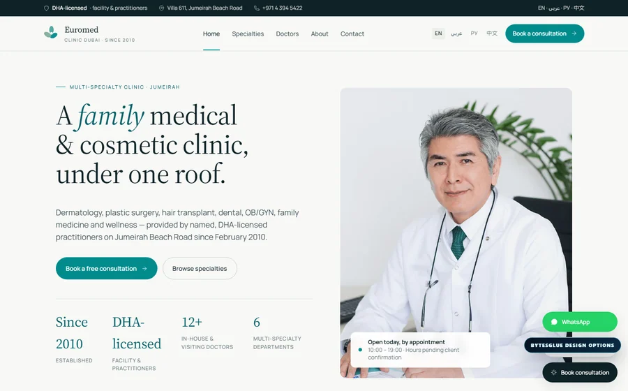 Euromed Clinic Center website preview