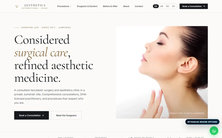 Aesthetics International website preview