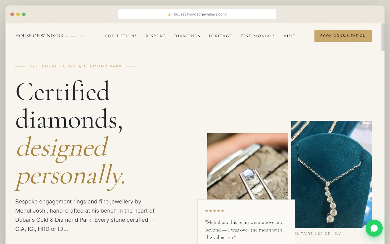House of Windsor Jewellers website preview