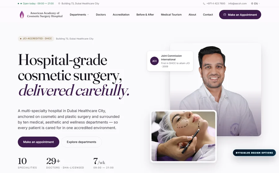 American Academy Of Cosmetic Surgery Hospital website preview