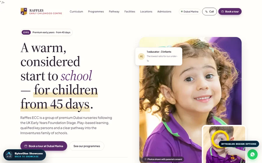 Raffles Early Childhood Centre website preview