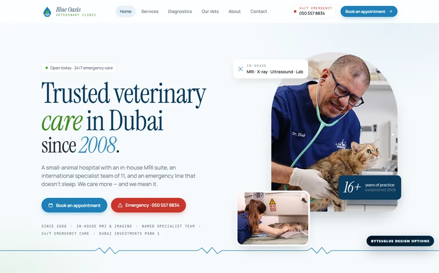 Blue Oasis Veterinary Clinic website preview