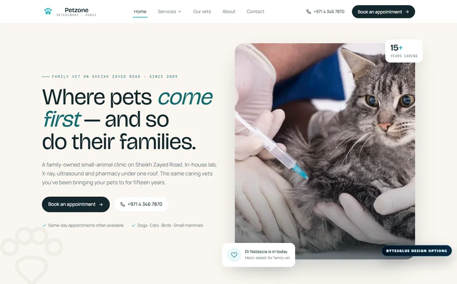 Petzone Veterinary Clinic website preview