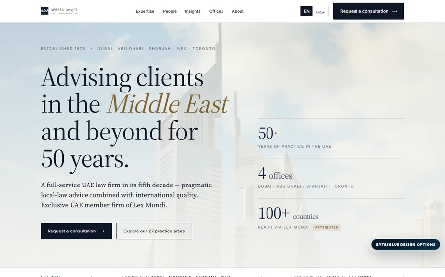 Afridi And Angell website preview