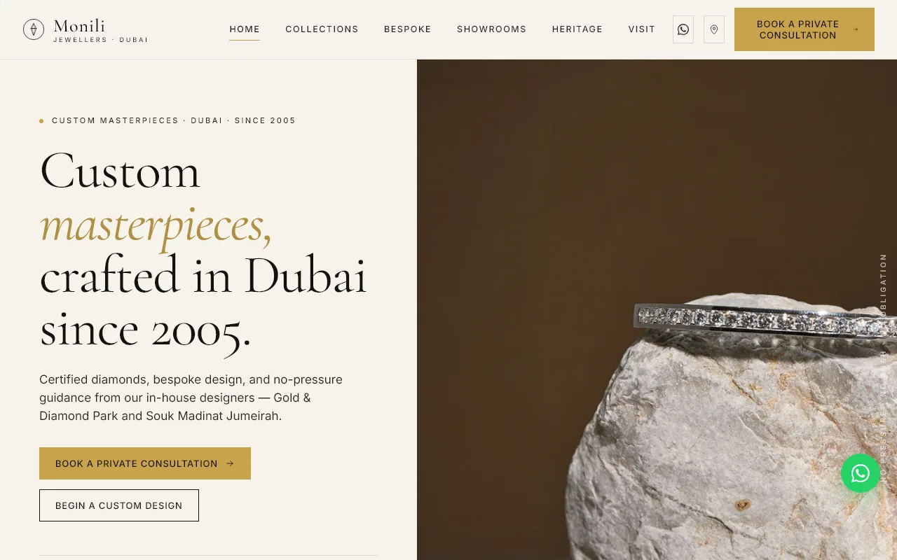 Monili Jewellers website preview