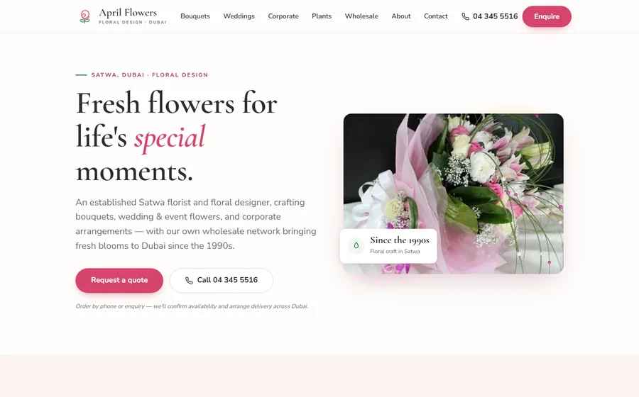April Flowers website preview