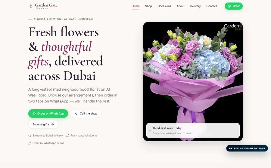 Garden Gate Flowers website preview