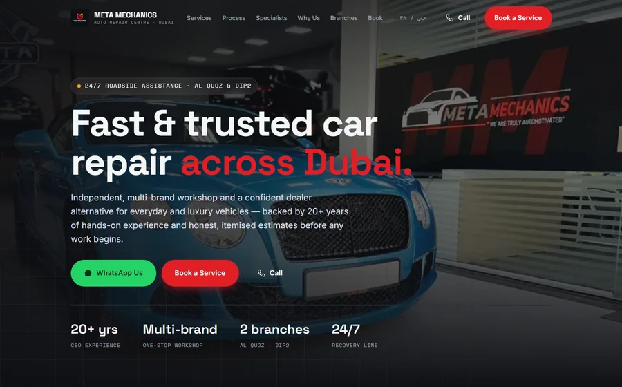 Meta Mechanics Auto Repair Centre website preview