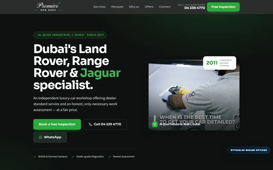 Premier Car Care website preview