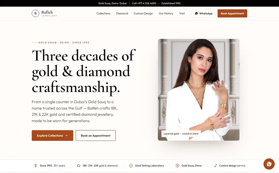 Bafleh Jewellery website preview