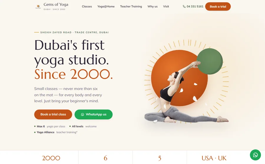 Gems Of Yoga website preview