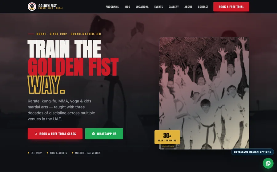 Golden Fist Karate Club website preview