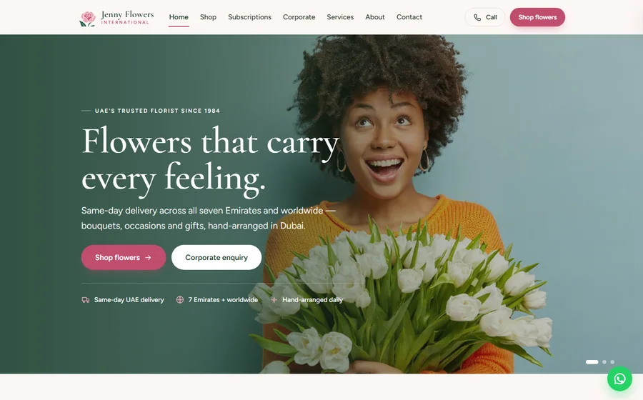 Jenny Flowers International website preview