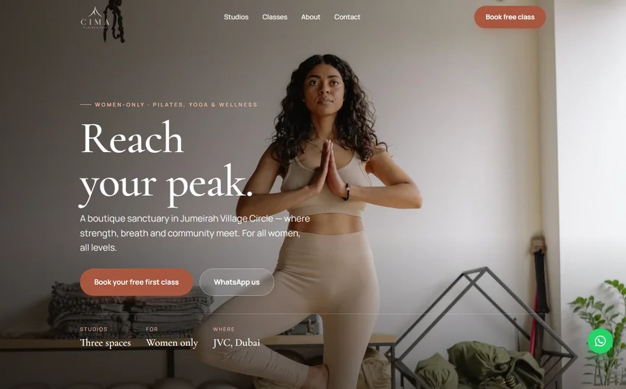 Cima Pilates And Yoga website preview