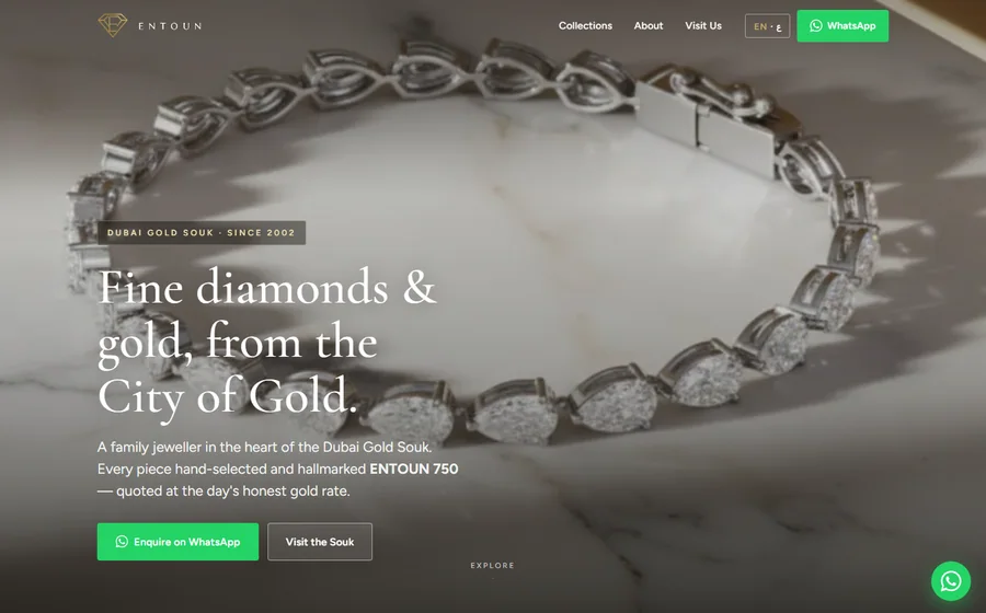Entoun Jewellery website preview