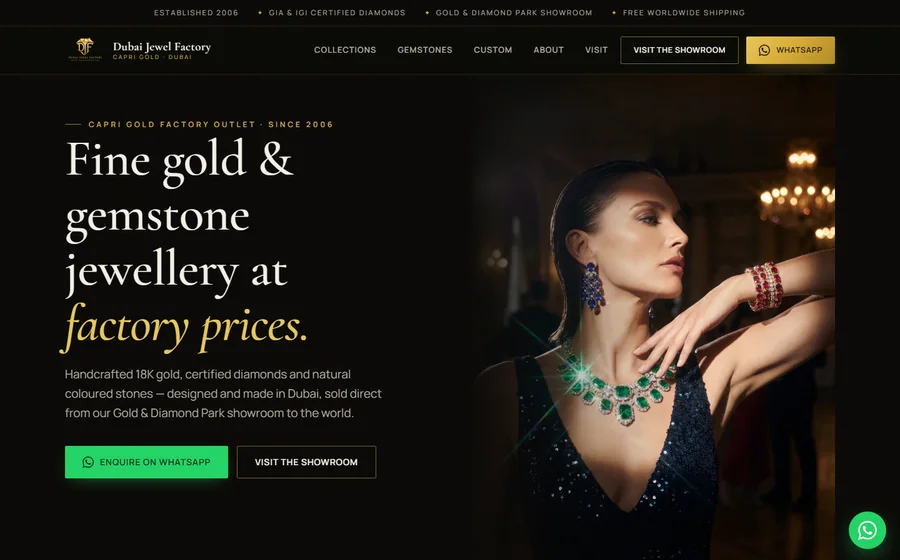 Dubai Jewel Factory Capri Gold Jewellery website preview