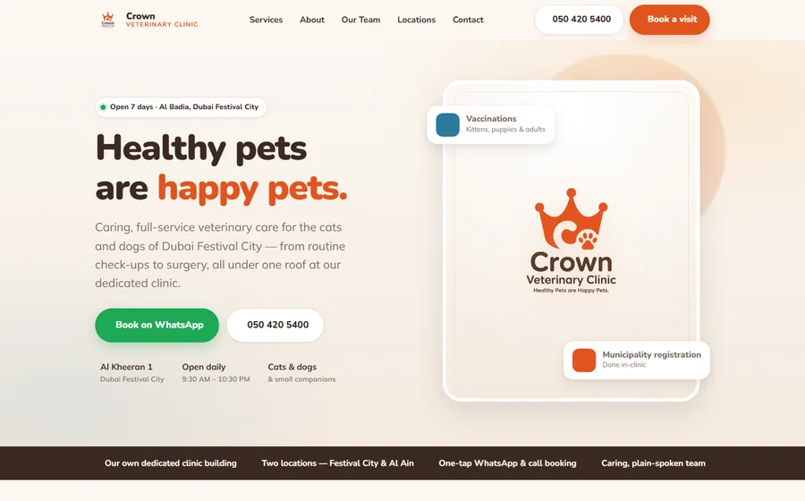 Crown Veterinary Clinic website preview