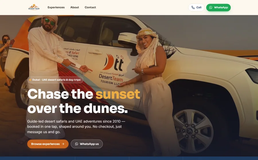 Desert Team Tourism website preview