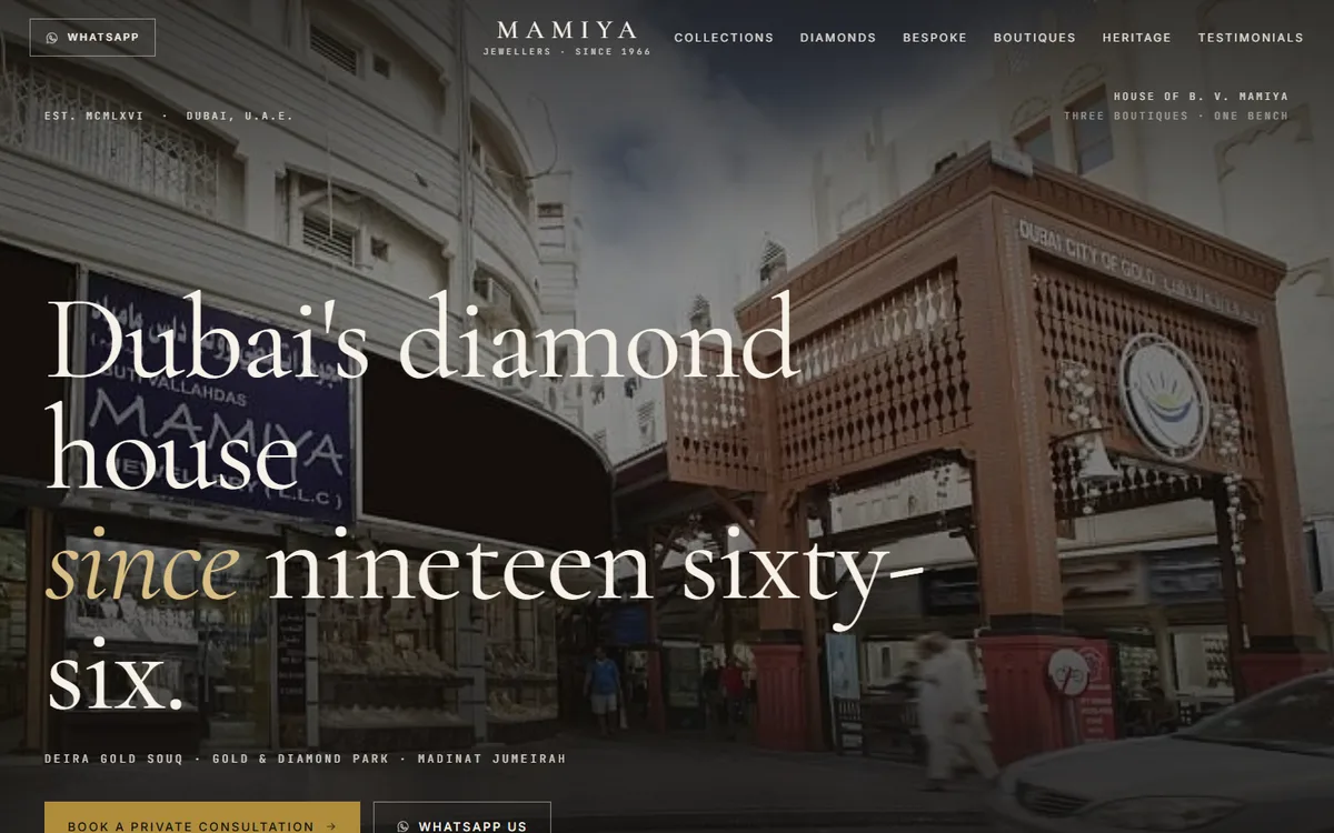 Mamiya Jewelers website preview