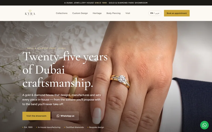 Kyra Kyra Diamonds FZCO Jewellery website preview