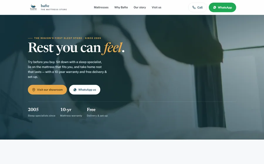 Bafte The Mattress Store website preview