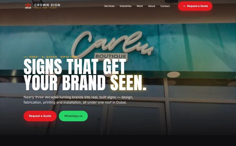 Crown Sign website preview