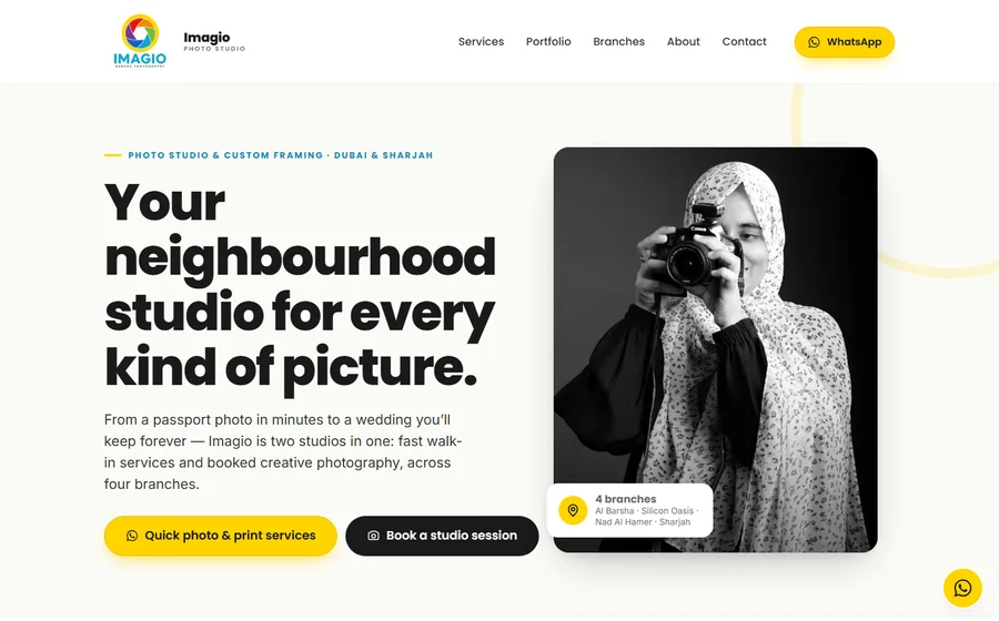 Imagio Kodak Photo Studio website preview
