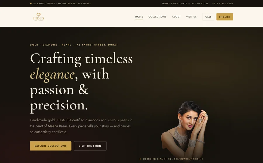 Indus Jewellery website preview