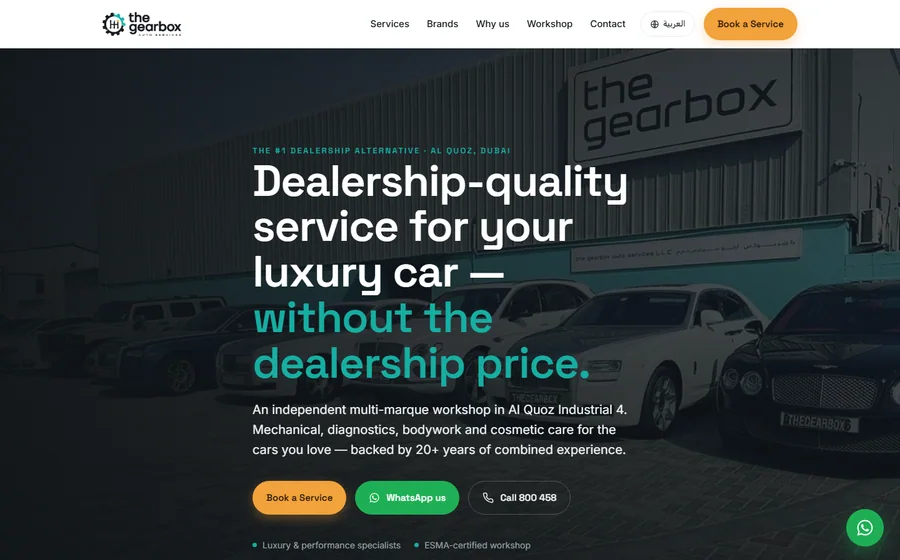 The Gearbox Auto Services website preview