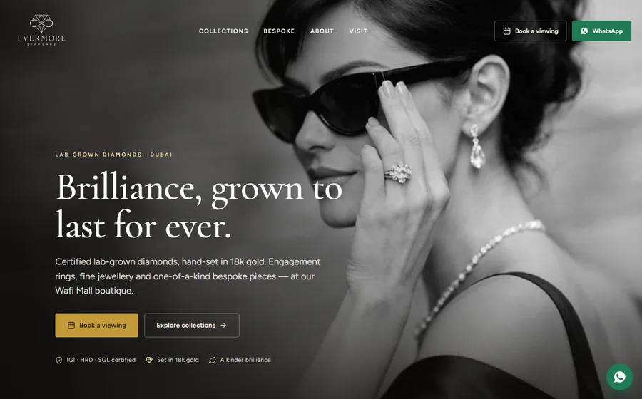 Evermore Diamonds Jewellery website preview