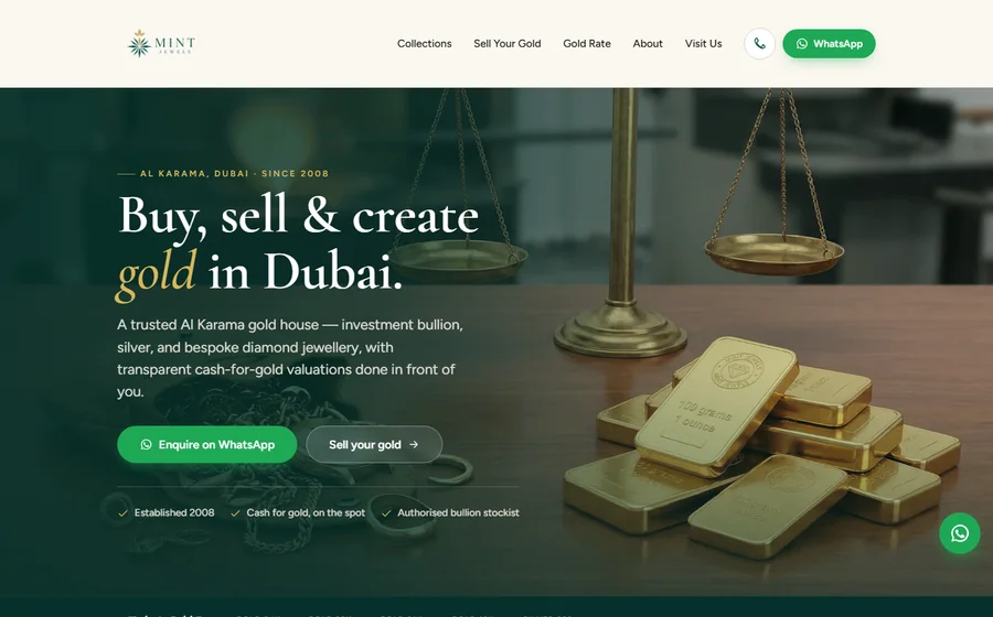 Mint Jewels Jewellery website preview
