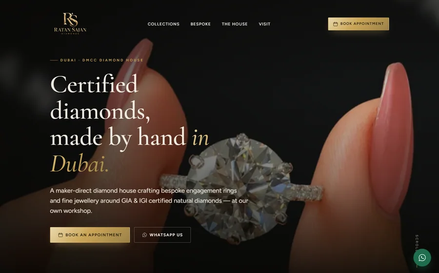 Ratan Sajan Diamonds Jewellery website preview