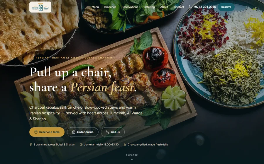 Abshar Restaurant website preview