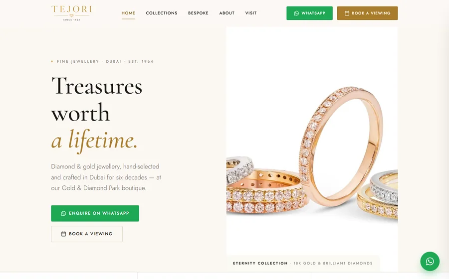 Tejori Gems Jewellery website preview