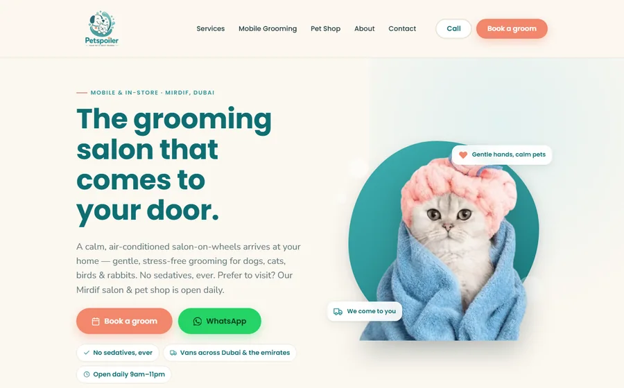 Pet Spoiler Domestic Pet Grooming Est website preview