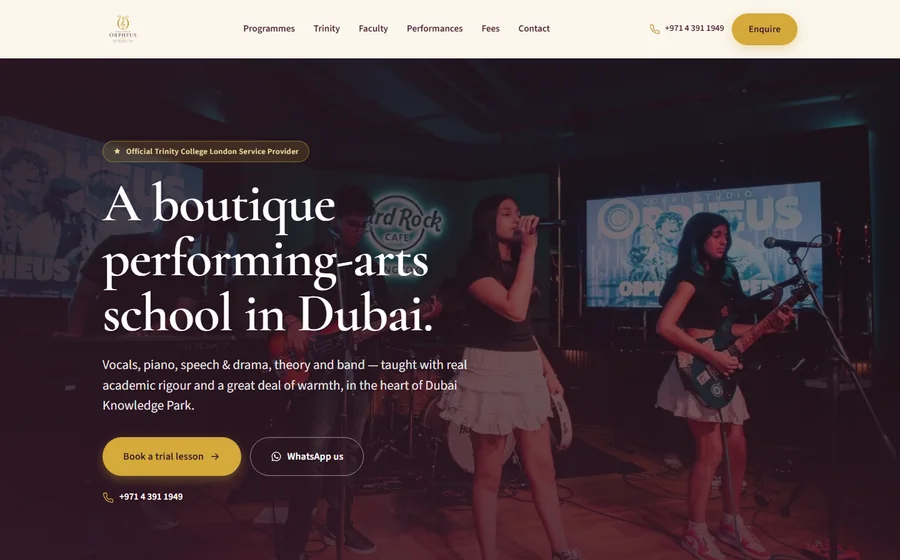 Vocal Studio Orpheus website preview