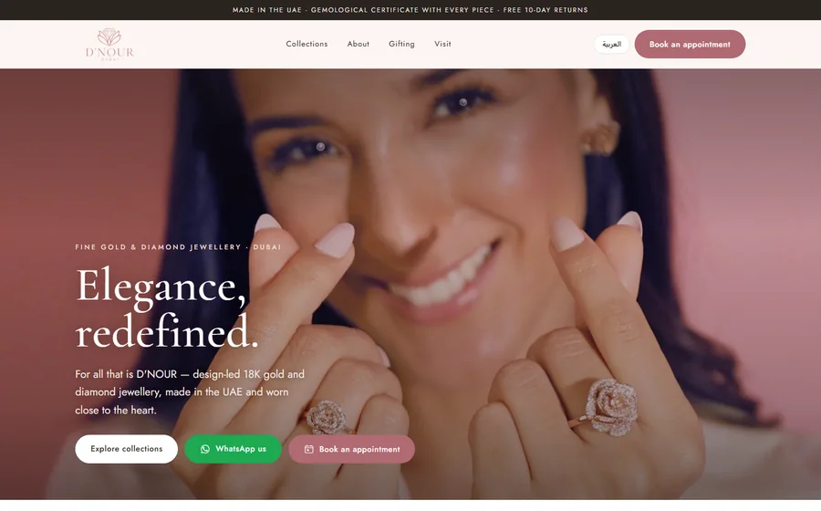 D Nour Dubai Jewellery website preview
