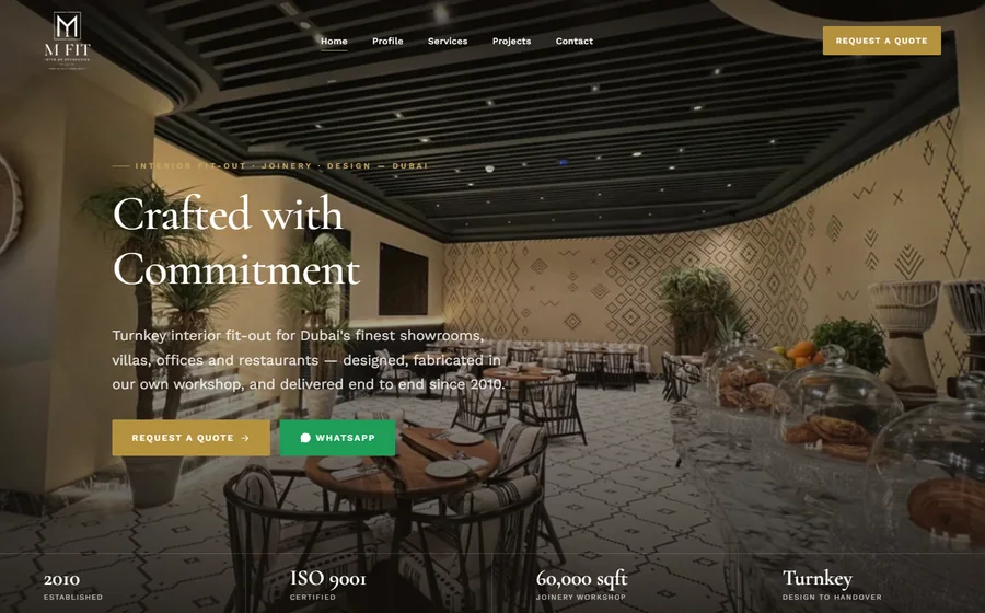 M Fit Interior Decoration website preview