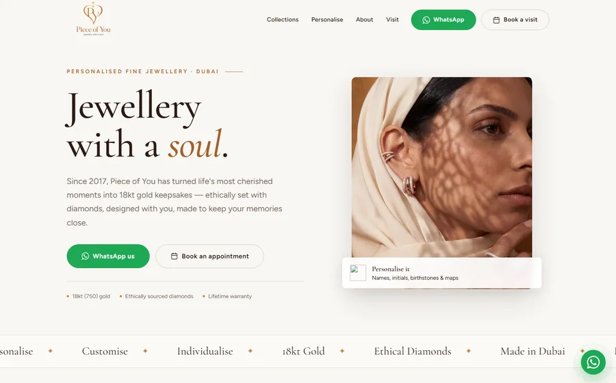 Piece Of You Jewellery website preview