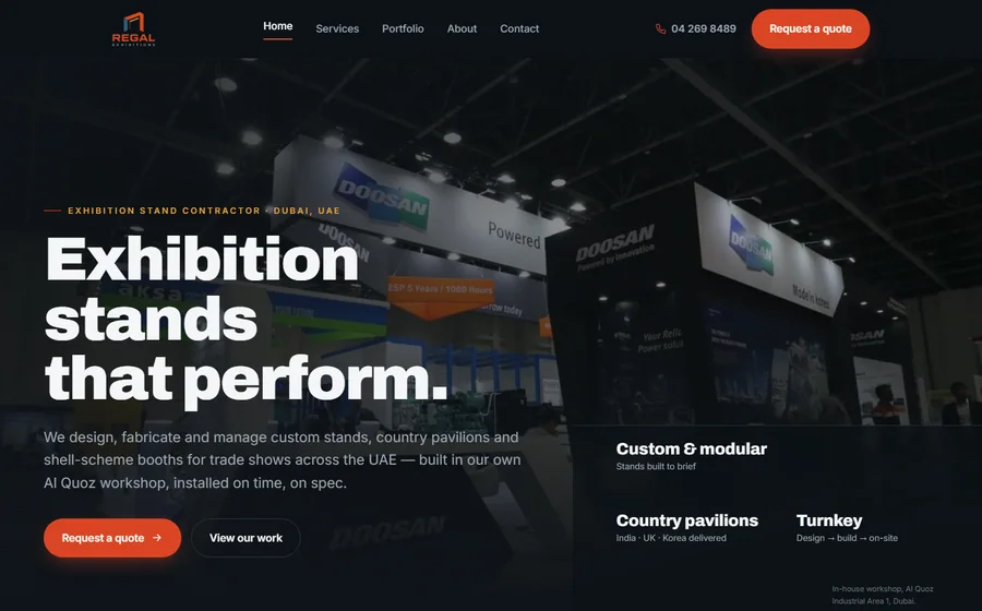 Regal Exhibitions website preview