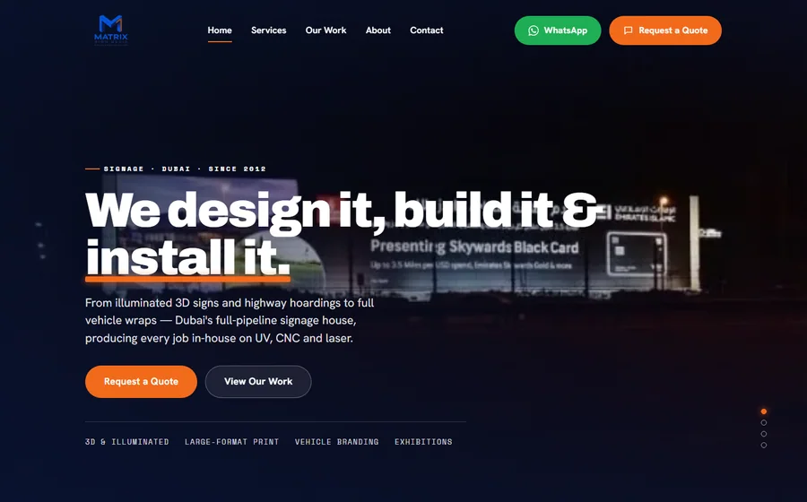 Matrix Sign Media website preview