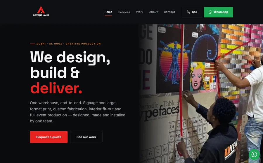 Advent Land Group website preview