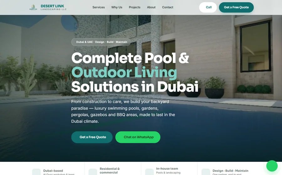 Desert Link Landscaping website preview