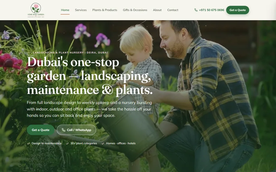 Home Rose Garden website preview